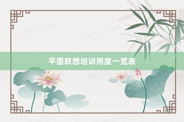 平面联想培训用度一览表